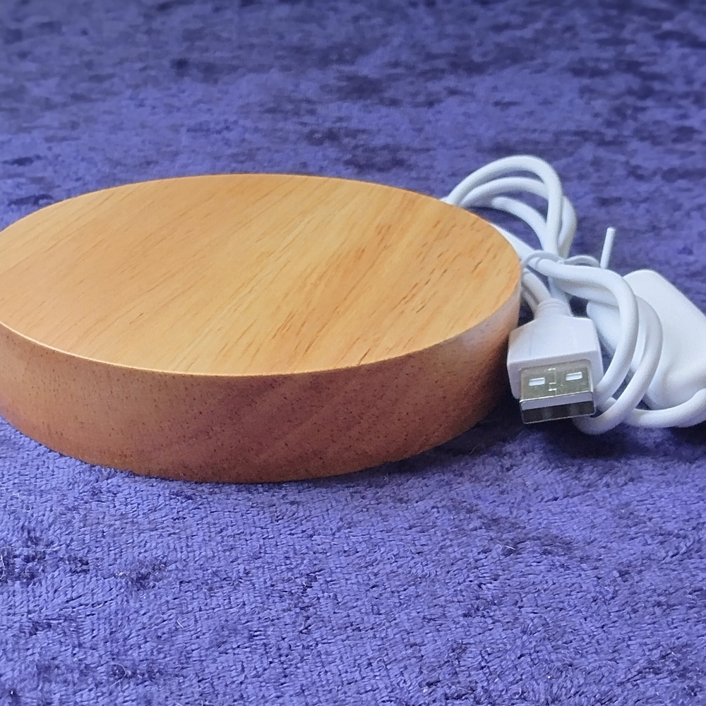 ✨🤎 wooden round LED Light ✨iLLUMiNATiON✨ Stand for Towers & Crystals DiSPLAY ⭐
